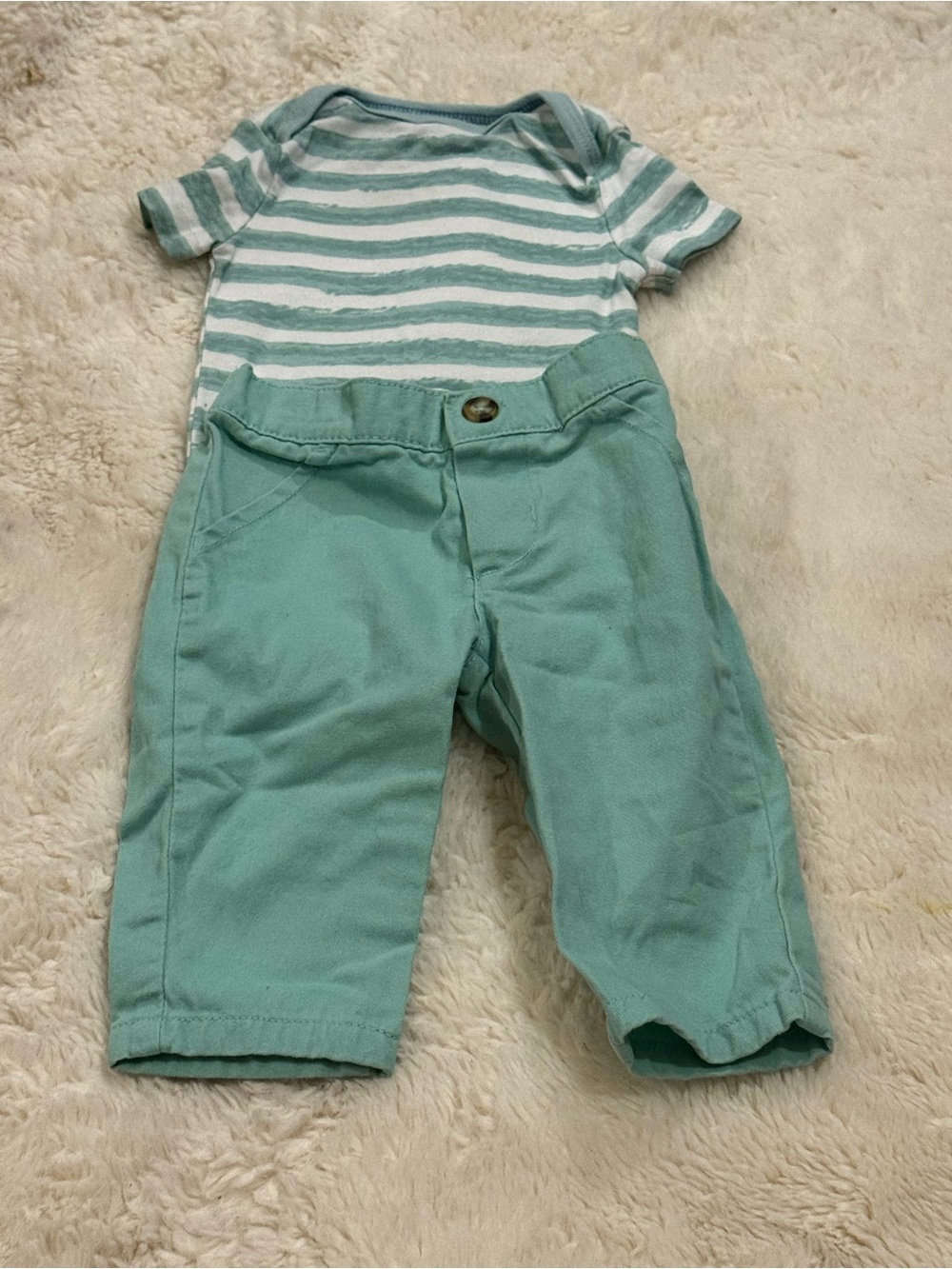 Carter's Mint Green Striped Bodysuit with Matching Mint Pants